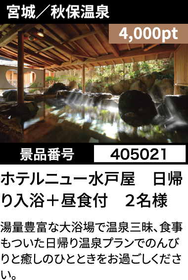 人気温泉施設対象　日帰り入浴券